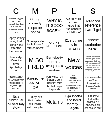 I SEEZON FO!!! Bingo Card