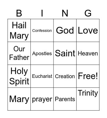 Catholic Bingo! Bingo Card