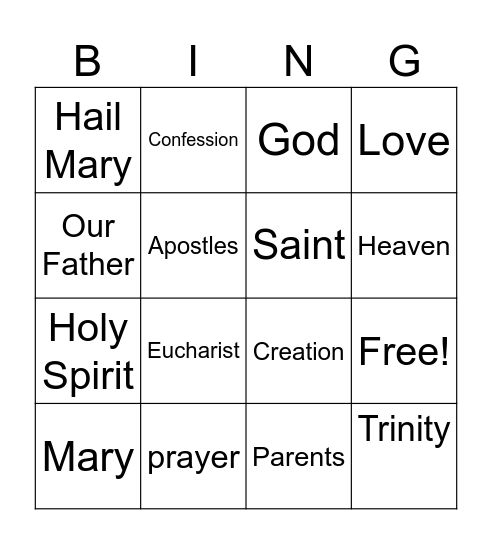 Catholic Bingo! Bingo Card