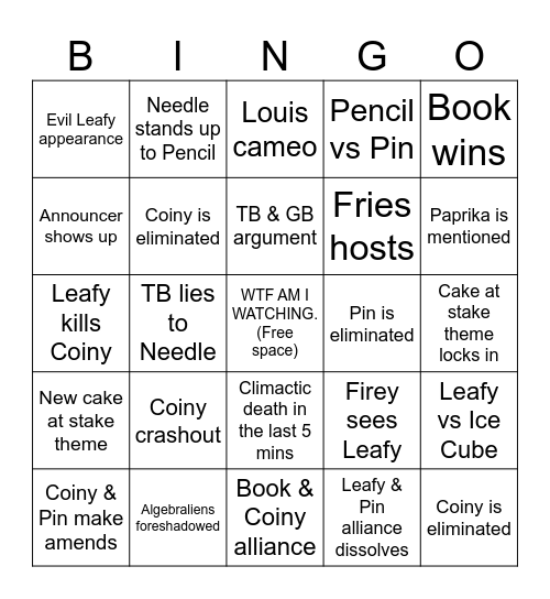 BFDIA 21 Bingo! Bingo Card