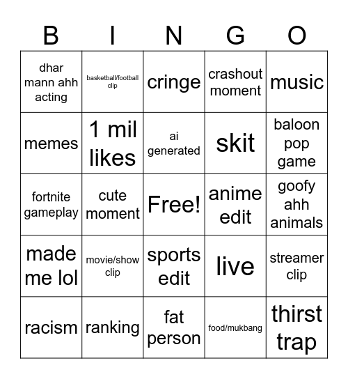 Untitled Bingo Card