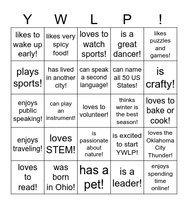 Find someone who... Bingo Card