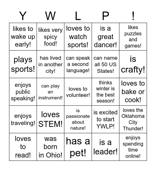 Find someone who... Bingo Card
