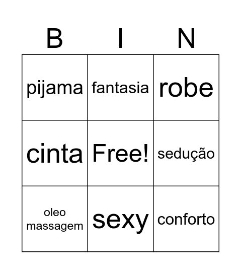 cha de lingerie Bingo Card