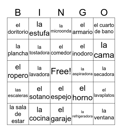 La Casa Bingo Card