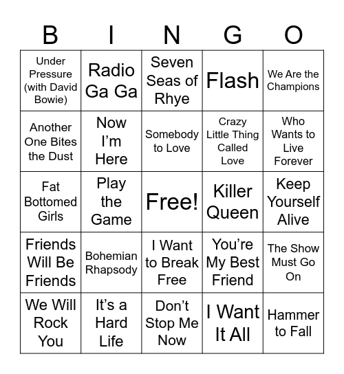 Round 4: Queen Special Bingo Card
