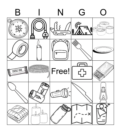 Emergency Supplies Bingo Card