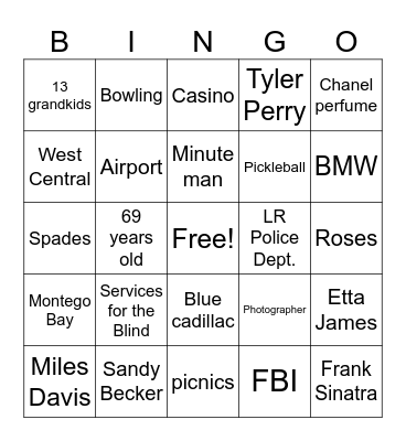 Sheila 69th Birthday Bingo Card