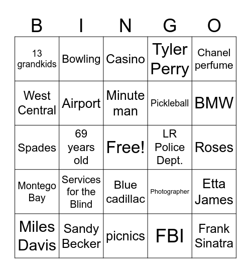 Sheila 69th Birthday Bingo Card