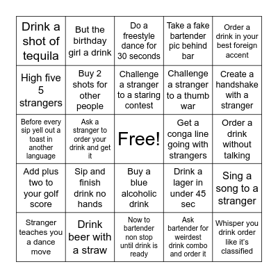 30th DRINKS BINGO Card