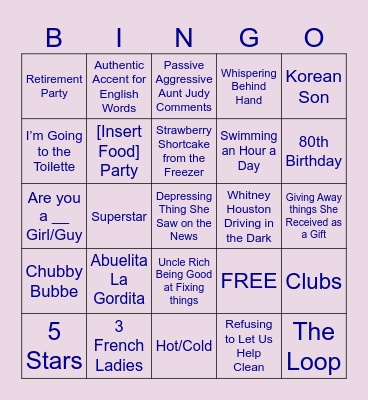 Bubbe Bingo Card