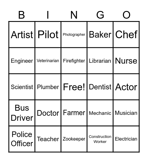 Career Bingo Card