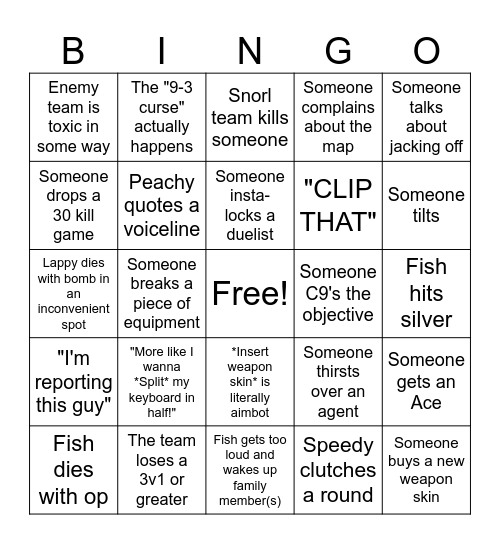 SO Valorant Bingo Card