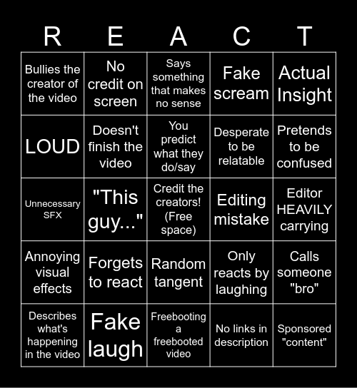 Bad Reactor Bingo (Viewer Edition) Bingo Card