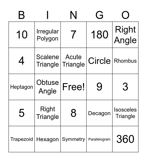Polygon Bingo Card