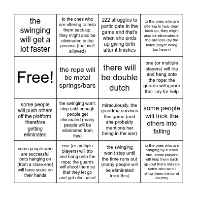 squid game s3 (jump rope) Bingo Card