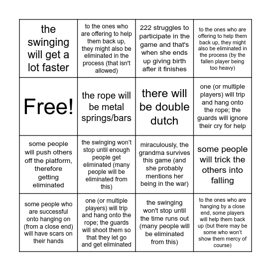 squid game s3 (jump rope) Bingo Card