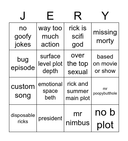 Richard and Mortimer Bingo Card