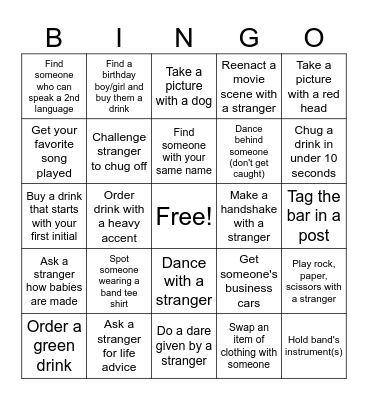 Pour'd Walk Bingo Card