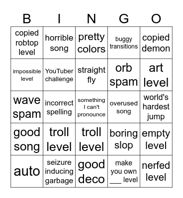Recent tab Bingo Card