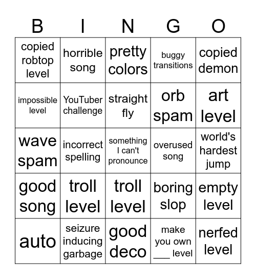 Recent tab Bingo Card