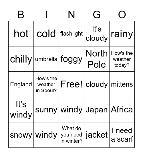 VT CLASS Bingo Card