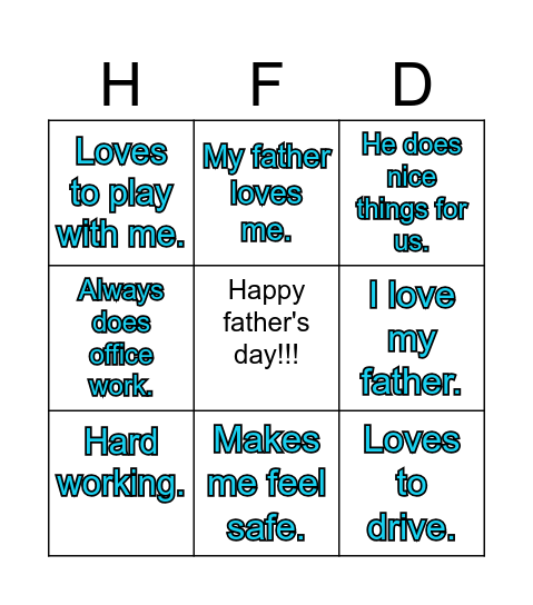 Father's day. Bingo Card