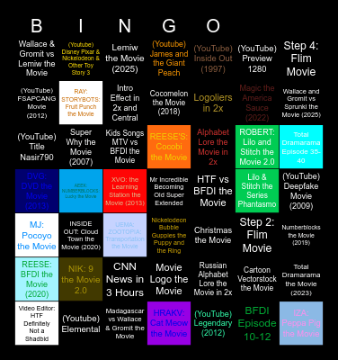 Genres Movies Anywhere Bingo Card