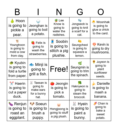 B12 L11 🍠 Chan is going to bake a sweet potato. Bingo Card