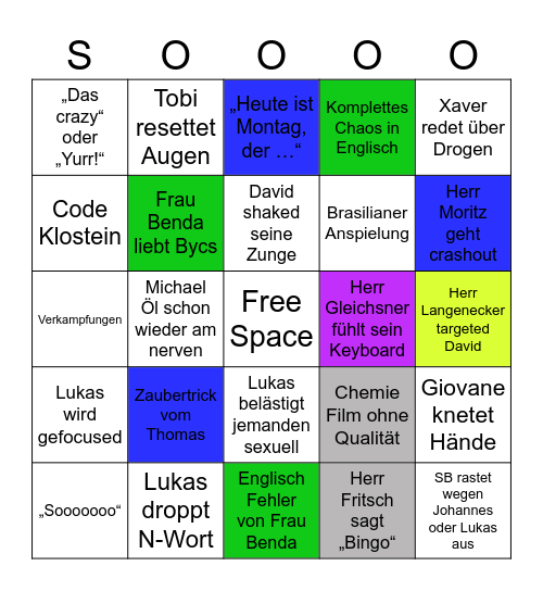 JBG 10c Montags Bingo Card
