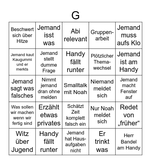 GEO Bingo bei Bandel Bingo Card