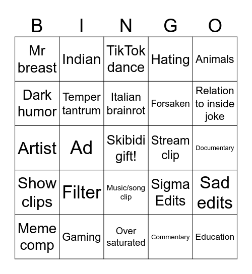 Untitled Bingo Card