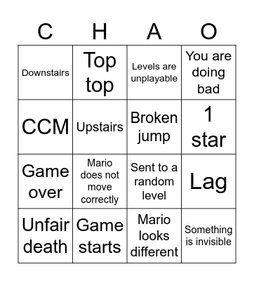 Super Mario 64 chaos edition Bingo Card