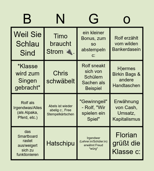 B1 und das kuhtastische Bingo Card
