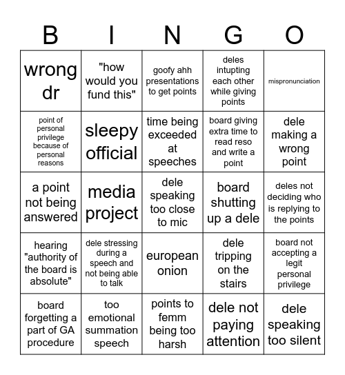 GA BINGO MADE BY ALI SINAN YEL Bingo Card