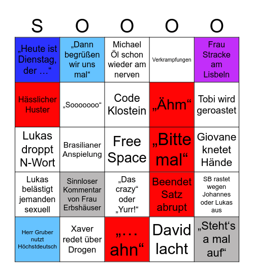JBG 10c Dienstag Bingo Card