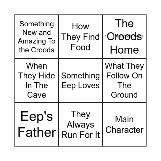 The Croods Bingo Card