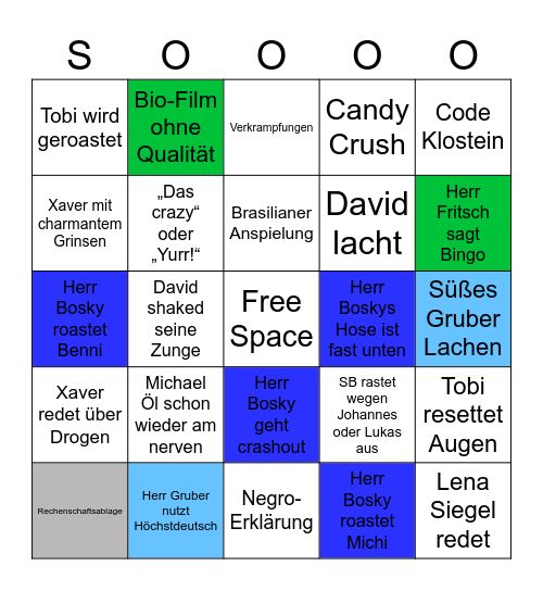JBG 10c Donnerstags Bingo Card