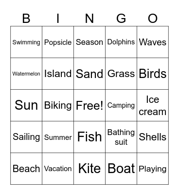 Summer Bingo Card