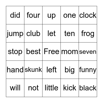 Word Wall Bingo Card