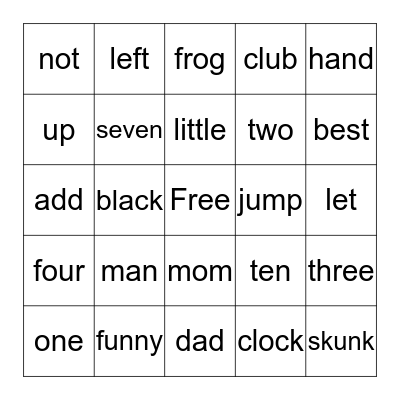 Word Wall Bingo Card