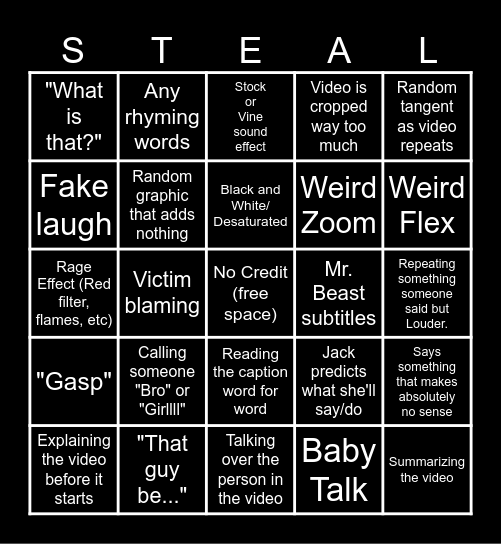 Sssniperwolf Bbbingo Card