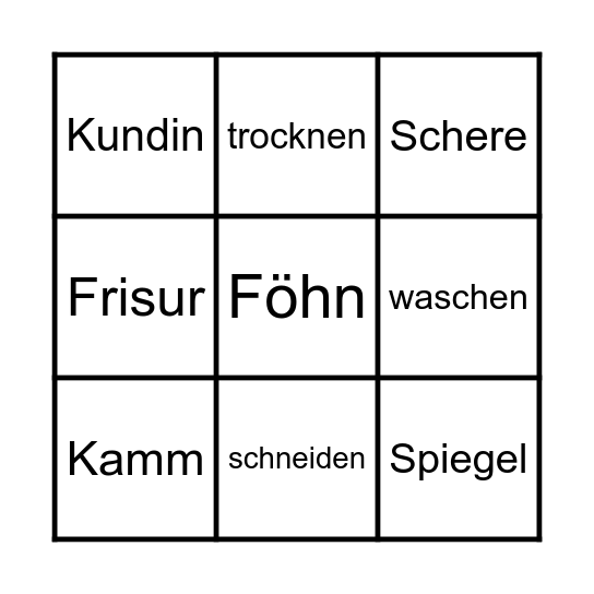 Mia als Friseurin Bingo Card