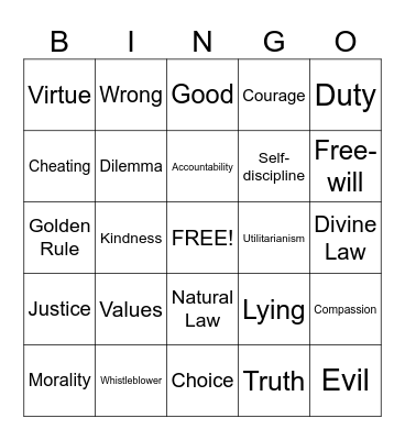 Moral Madness Bingo Card