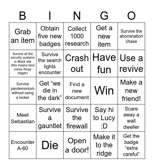 Pressure bingo board Bingo Card