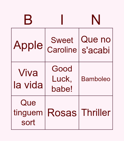 MUSICAL BINGO 1st Edition Bingo Card