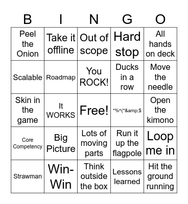work work work work work! Bingo Card