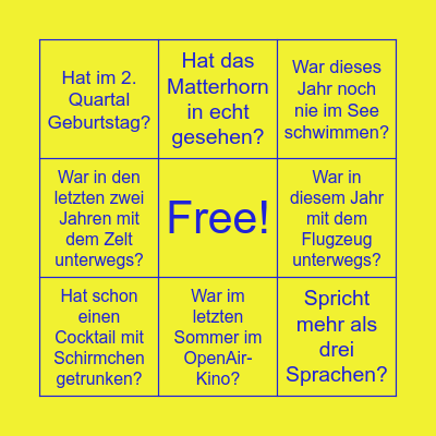 Sommer-Event Bingo Card