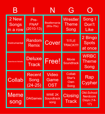 Apple Music Bingo Card