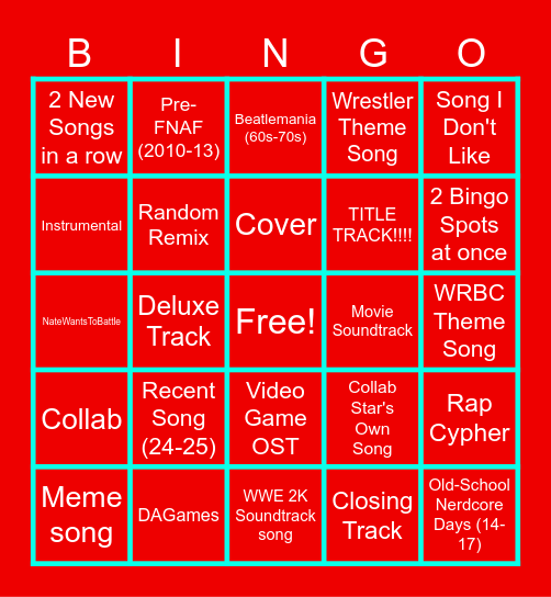 Apple Music Bingo Card